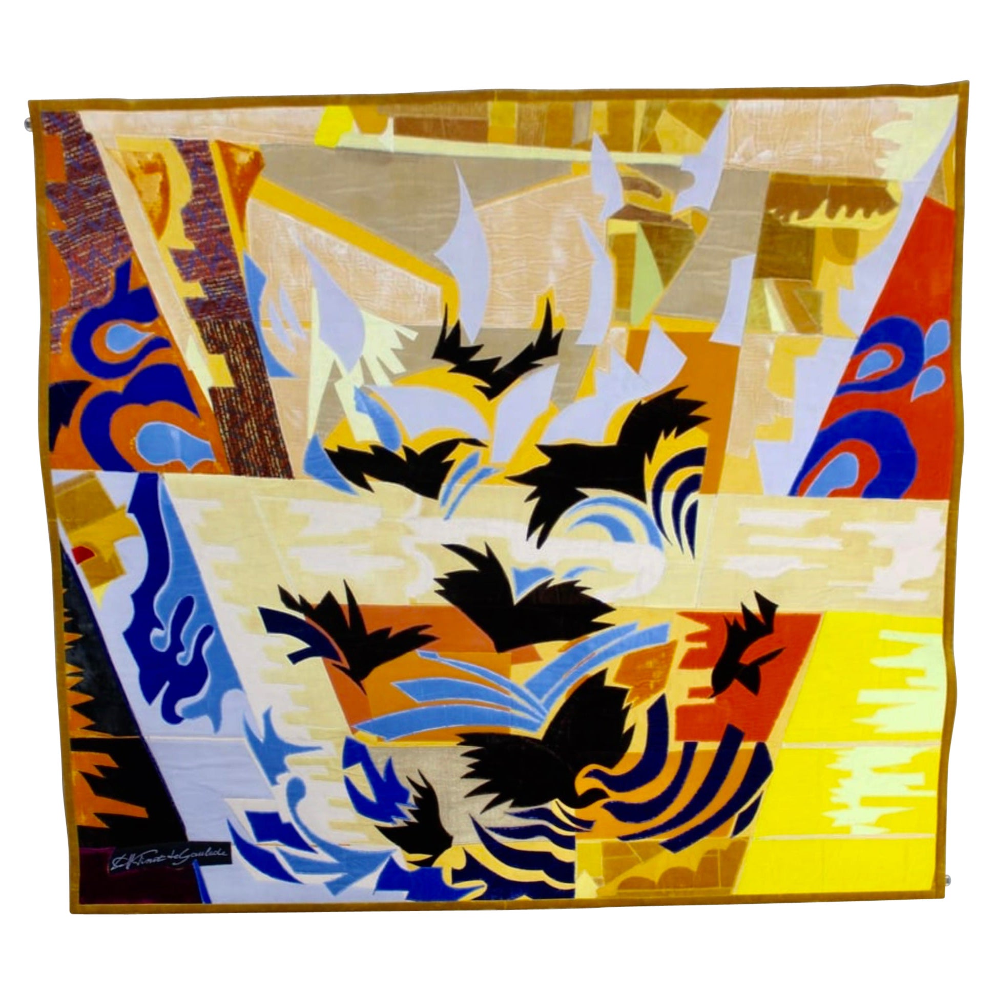 1976 Louis Charles Pinet De Gaulade Patchwork-Wandteppich Les Paves de Saint Marc im Angebot