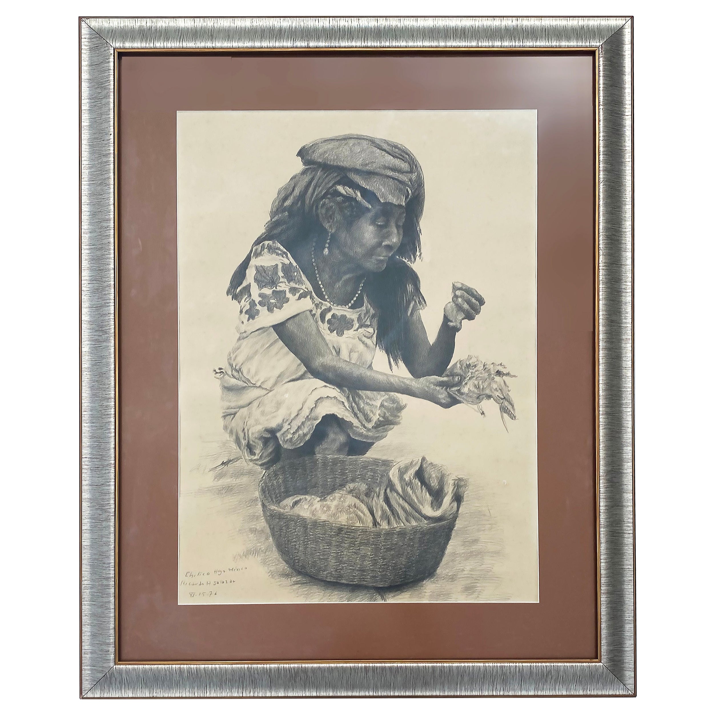 Drawing/papier mexicain Ricardo H. Salazar de 1976, Hidalgo, MX
