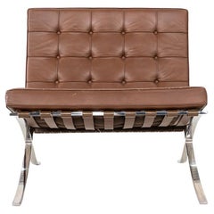 1976 Mies Van Der Rohe para Knoll Sillón Barcelona de cuero y acero inoxidable