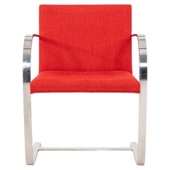 1976 Mies van der Rohe per Knoll Sedia da pranzo Flat Bar Brno in Tessuto Cato