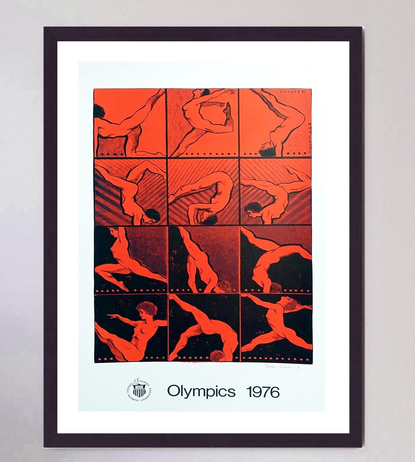 Fin du 20e siècle Affiche vintage originale des Jeux olympiques de Montréal de 1976 - Colleen Browning en vente