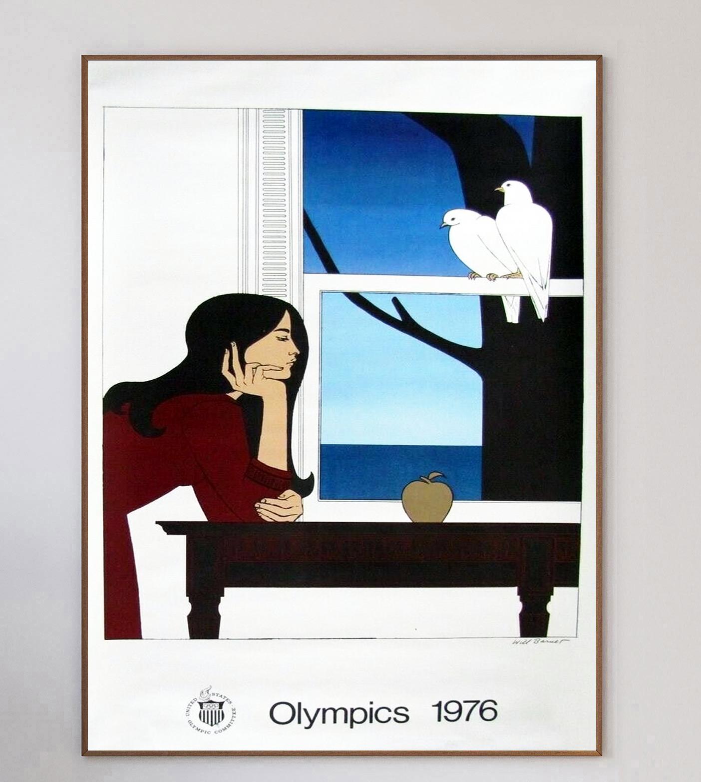American artist Will Barnet was one of several artist commissioned to create fine art posters in promotion of the 1976 Montreal Summer Olympic Games. The games, the first and only Summer games to be held in Canada, was won by the Soviet Union, with