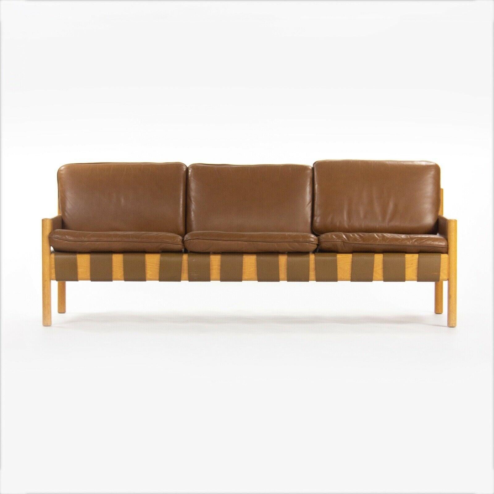 American 1976 Nicos Zographos Saronis Leather & Oak Sofa from Hugh Stubbins Library For Sale
