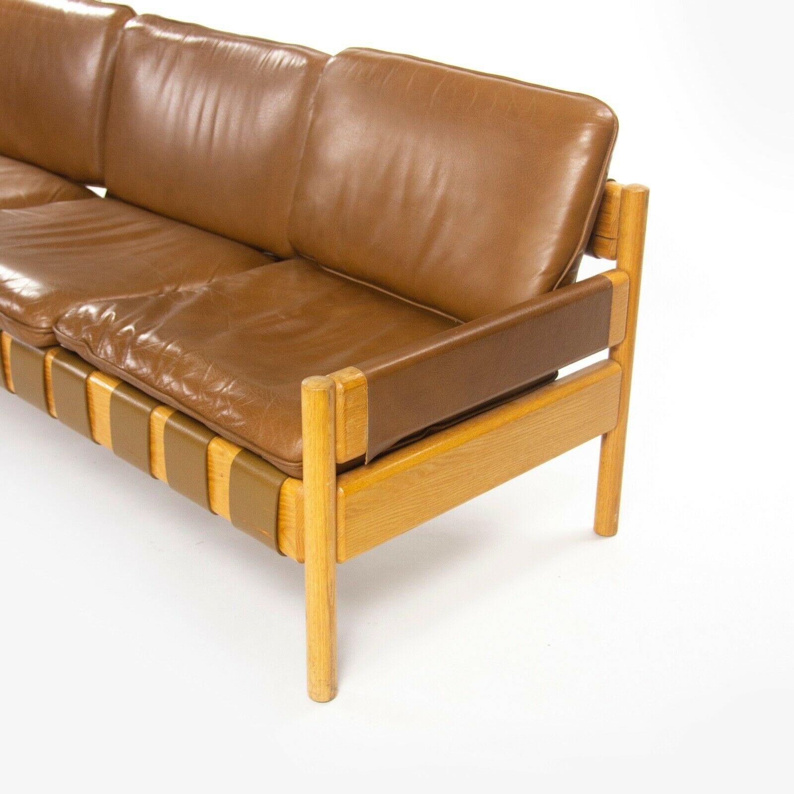 Late 20th Century 1976 Nicos Zographos Saronis Leather & Oak Sofa from Hugh Stubbins Library For Sale