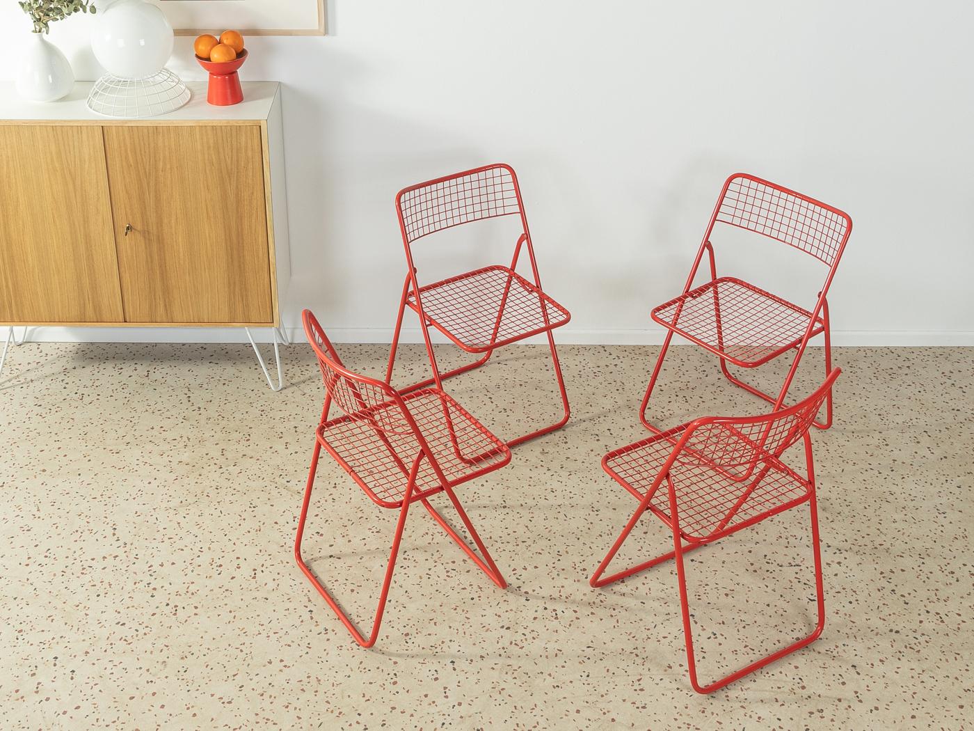 1976 Niels Gammelgaard Rappen: klappbare Stühle für Ikea aus rotem Metall, 4er-Set 4