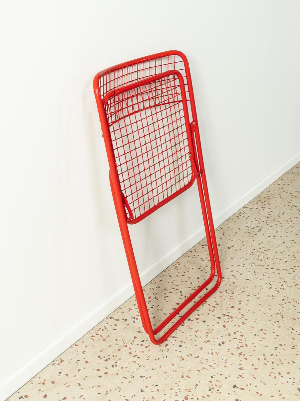 1976 Niels Gammelgaard Rappen: klappbare Stühle für Ikea aus rotem Metall, 4er-Set (Ende des 20. Jahrhunderts)