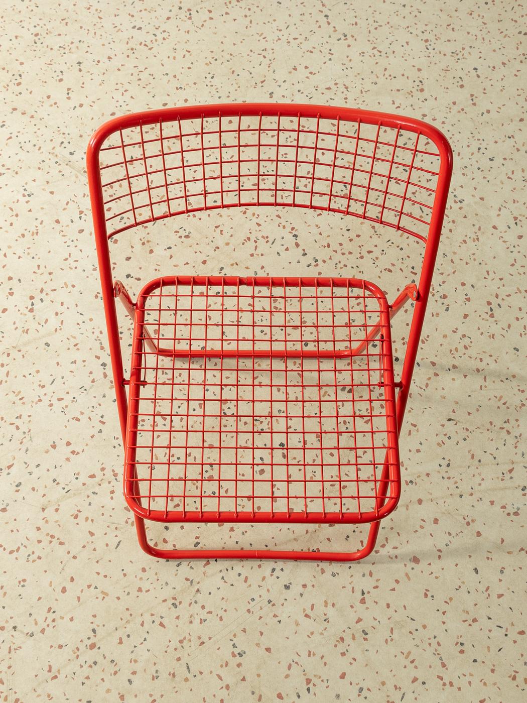 1976 Niels Gammelgaard Rappen: klappbare Stühle für Ikea aus rotem Metall, 4er-Set 1