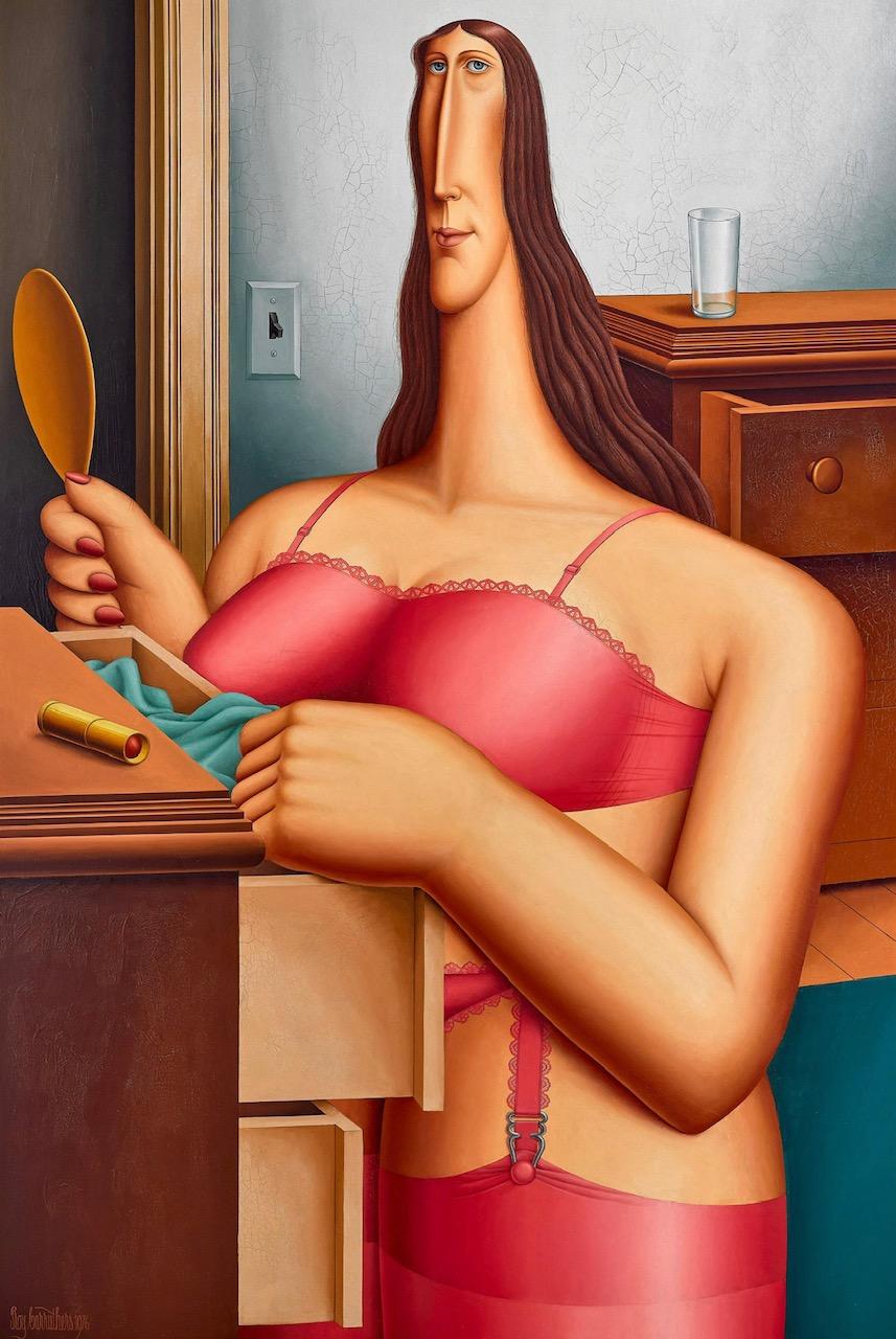 1976 Óleo sobre lienzo del artista Roy Carruthers en Bastante bueno estado para la venta en North Miami, FL