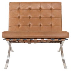 1976 Pareja de sillones Mies Van Der Rohe para Knoll Barcelona en cuero