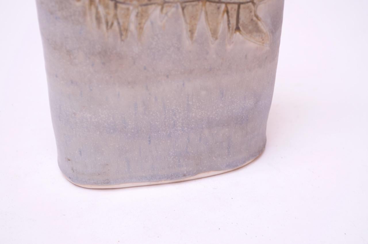 1976 Pale Blue Matte Glaze Studio Stoneware Vase by Pollack For Sale 6