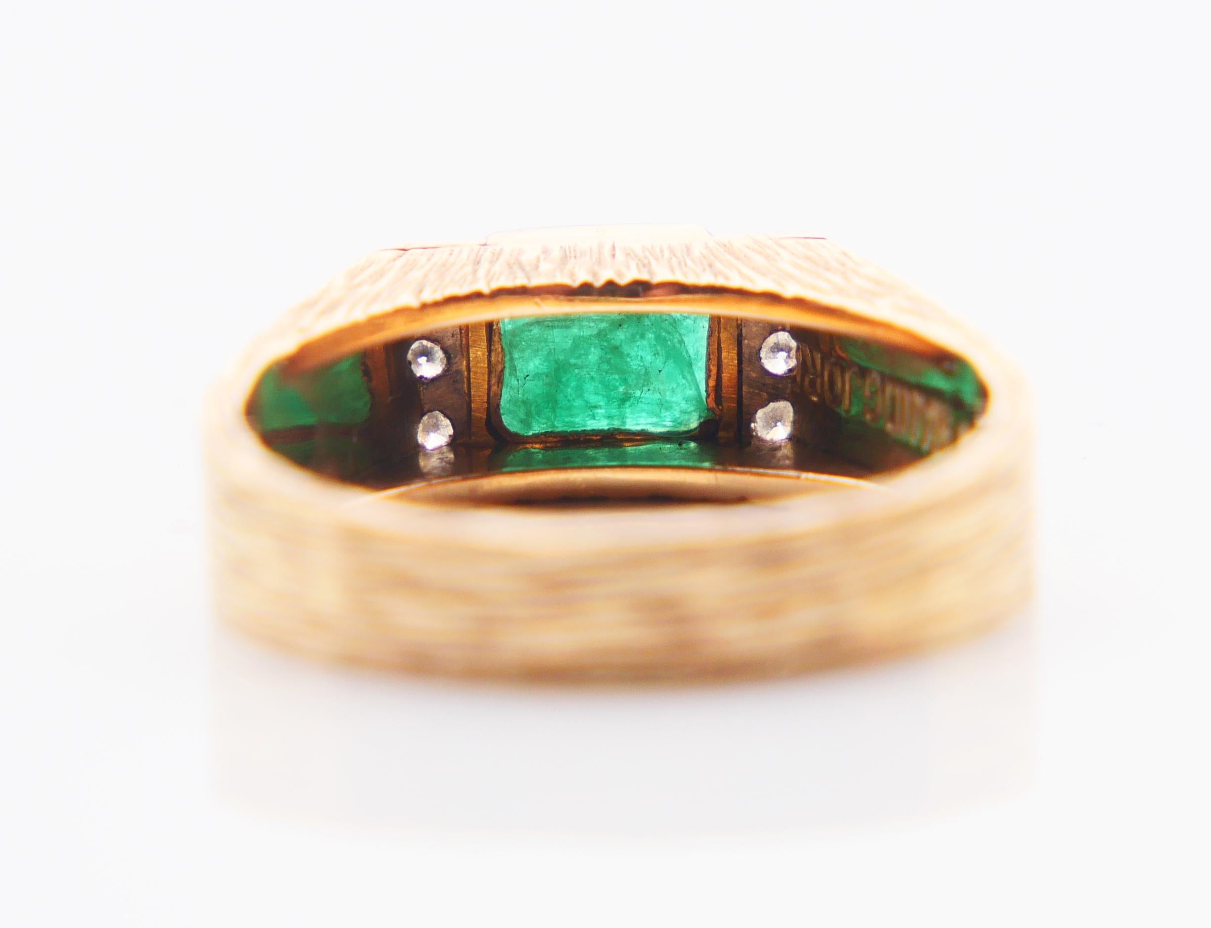 1976 Ring 0.75ct Emerald Diamonds solid 18K Gold US7 / 5.5gr For Sale 5