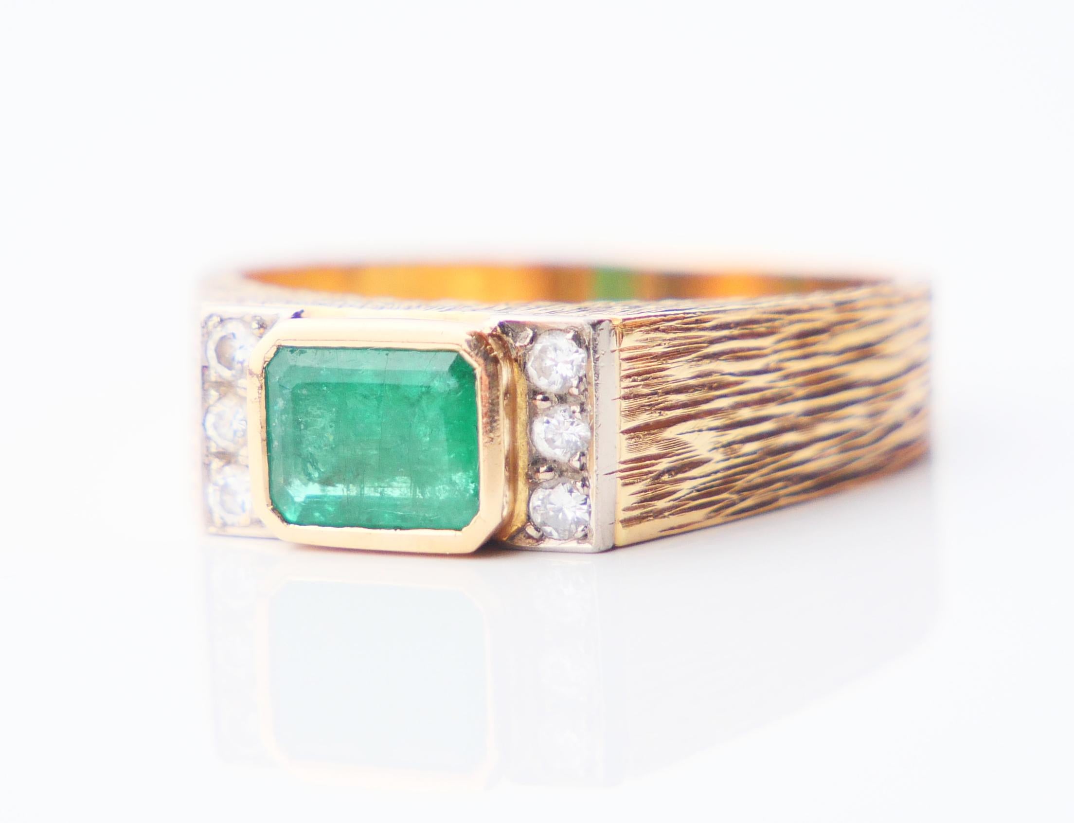 1976 Ring 0.75ct Emerald Diamonds solid 18K Gold US7 / 5.5gr For Sale 6