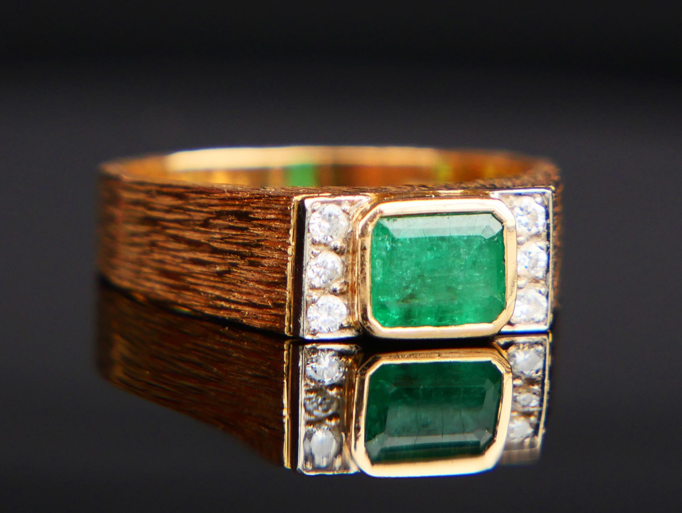1976 Anillo 0.75ct Diamantes Esmeralda oro macizo 18K US7 / 5.5gr Retro en venta