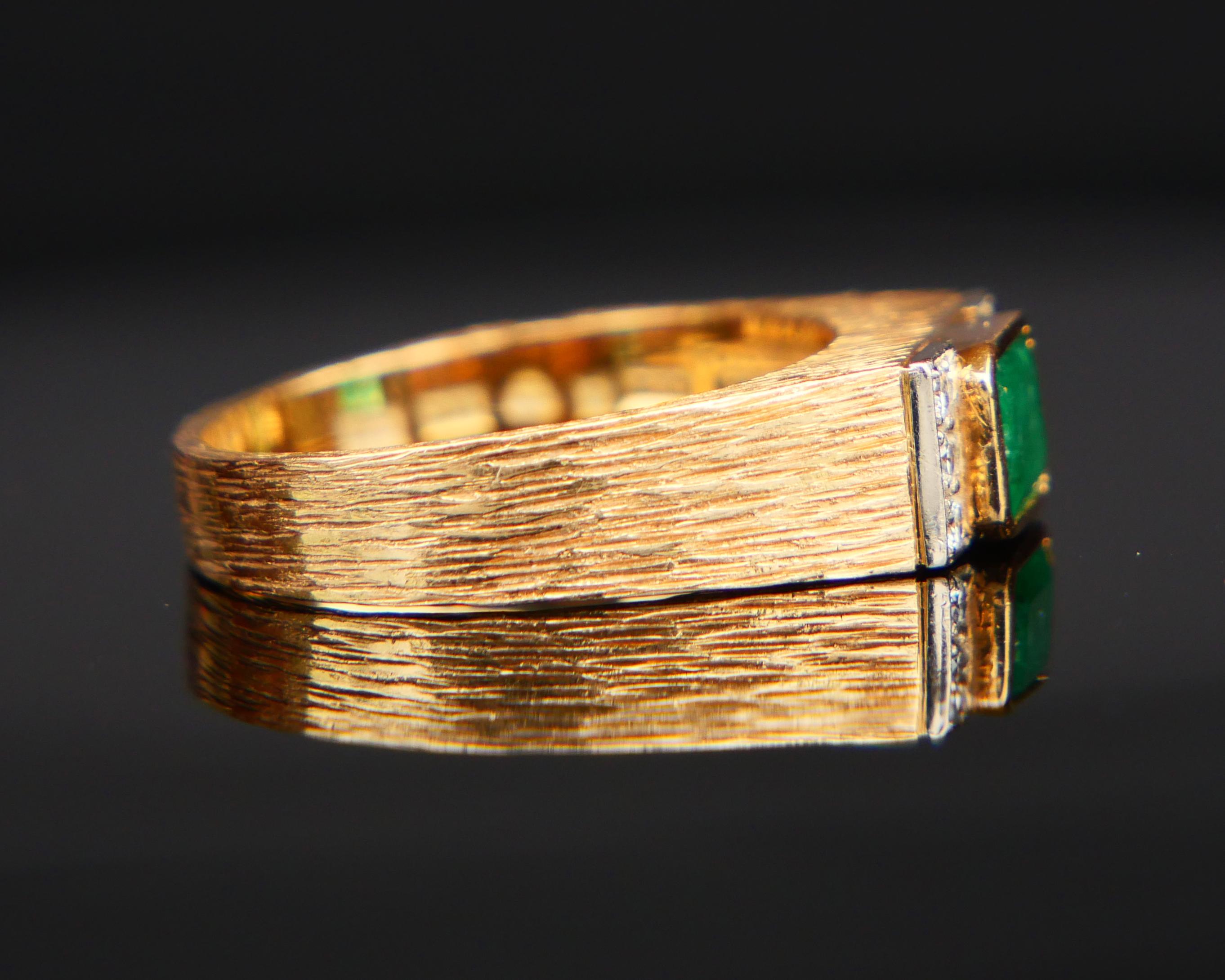 1976 Ring 0,75 Karat Smaragd Diamanten massive 18K Gold US7 / 5,5gr Damen im Angebot
