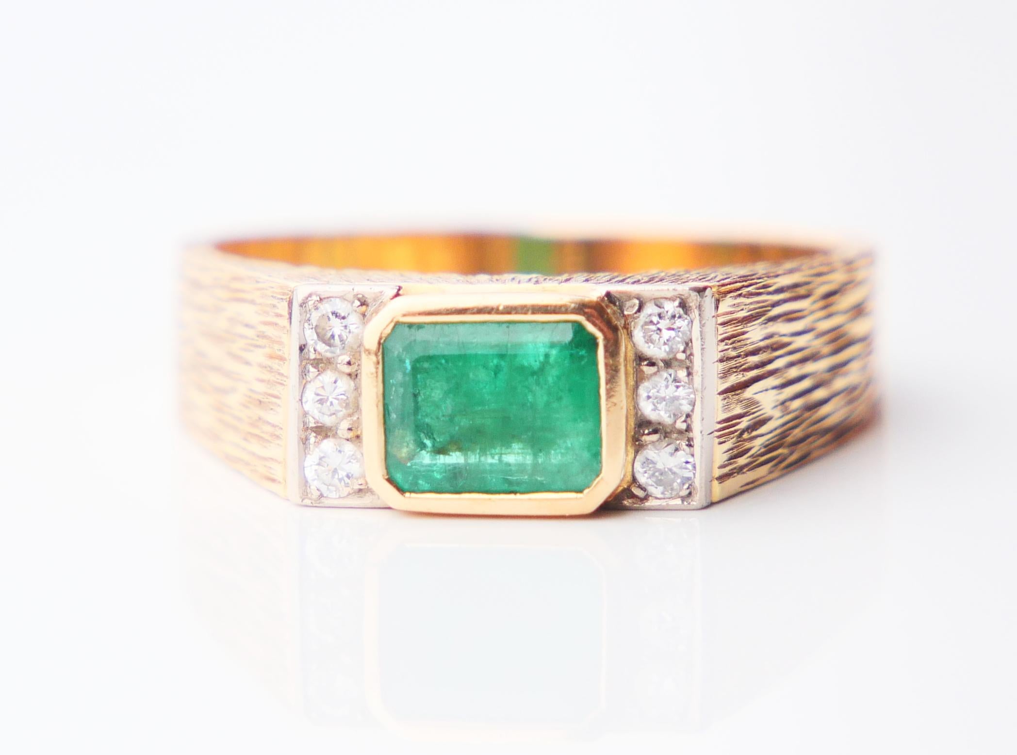1976 Ring 0.75ct Emerald Diamonds solid 18K Gold US7 / 5.5gr For Sale 3