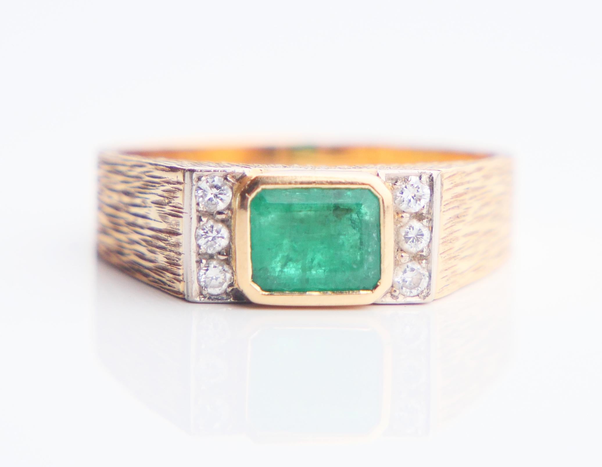 1976 Ring 0.75ct Emerald Diamonds solid 18K Gold US7 / 5.5gr For Sale 4