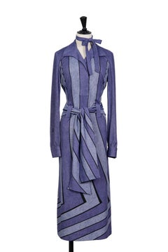 1976 Roberta di Camerino “Gabbiano“ Violet Trompe l'Oeil Print Belted Dress