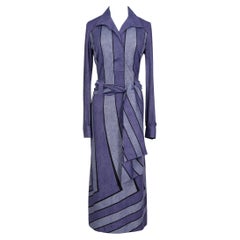 1976 Roberta di Camerino “Gabbiano“ Violet Trompe l'Oeil Print Belted Dress