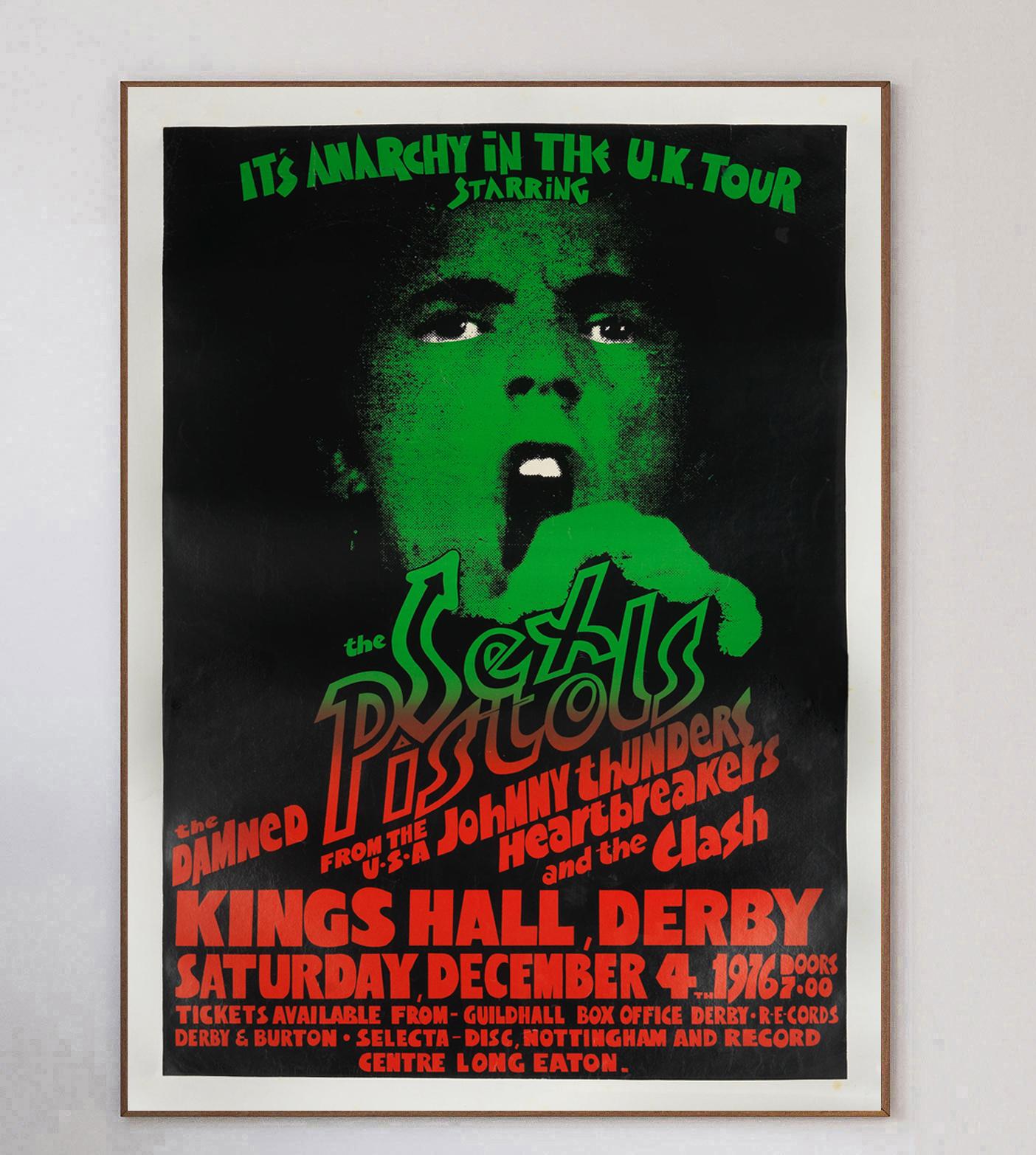 Affiche rare et fantastique pour le concert de la tournée britannique de 1976 des Sex Pistols 