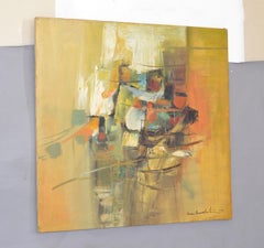 1976 Signed Abstract Oil Painting on Canvas Hues of Earth Tone Colors Fine Art