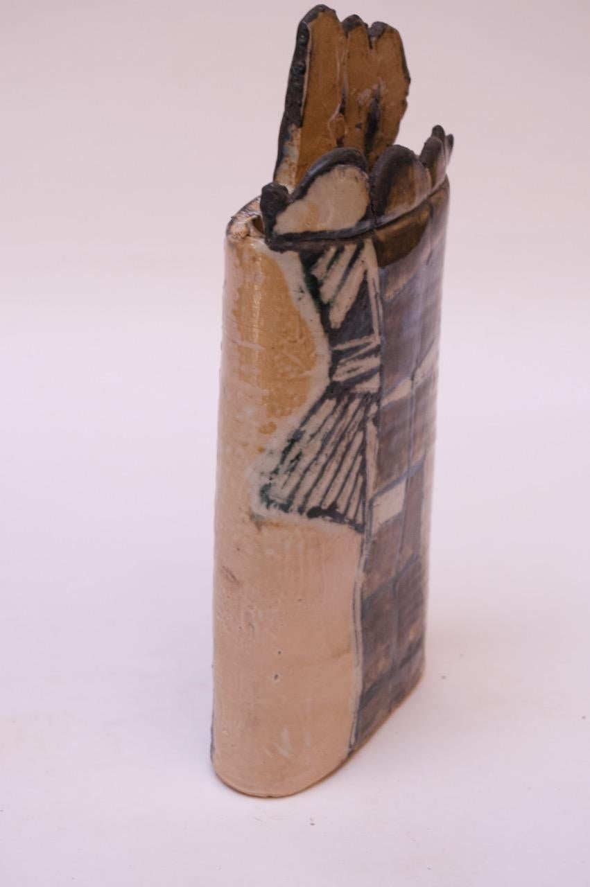 Américain Vase abstrait en grès signé Pollack, Studio Stoneware, 1976 en vente