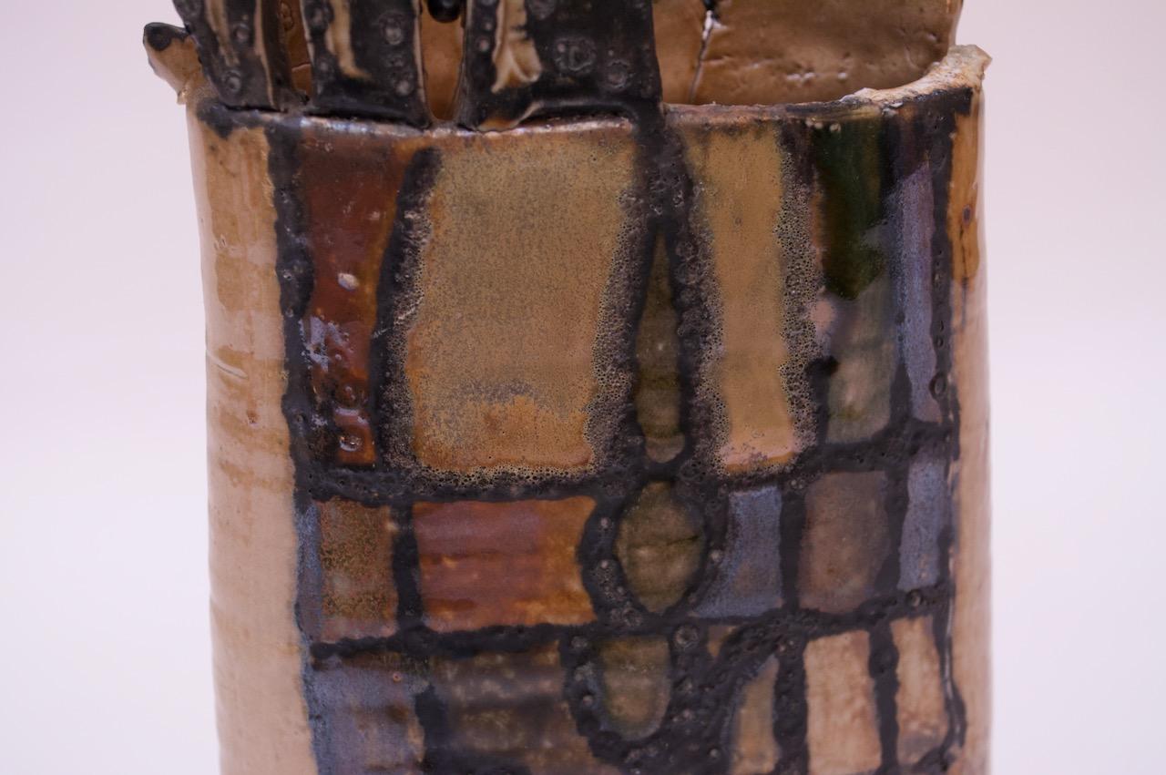 1976 Studio Stoneware Abstract Vase Signed Pollack For Sale 3