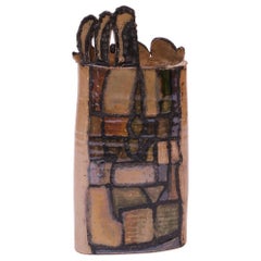 Vase abstrait en grès signé Pollack, Studio Stoneware, 1976