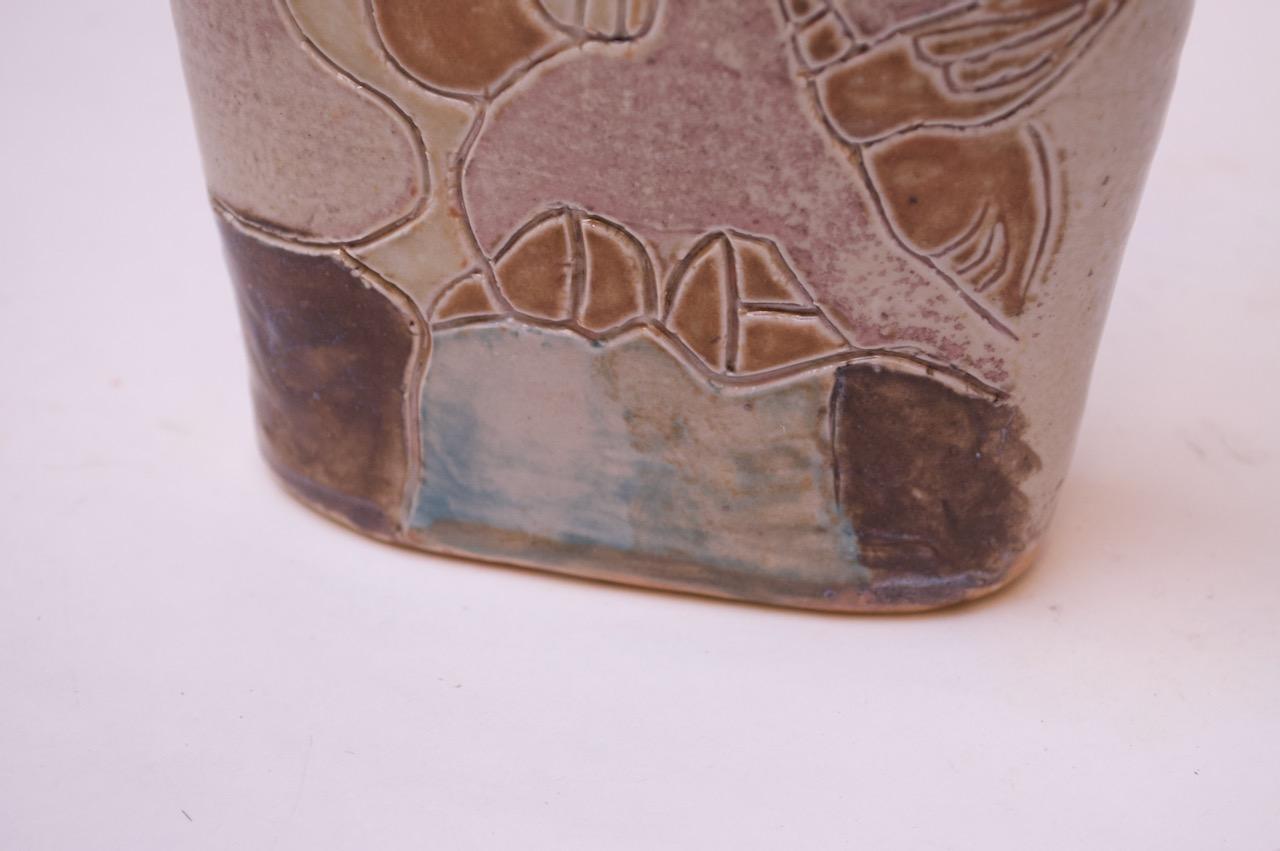 1976 Studio Steingut Lavendel Abstrakte Vase Signiert Pollack 6