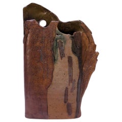 1976 Studio Stoneware Organic-Form Vase Signed Pollack