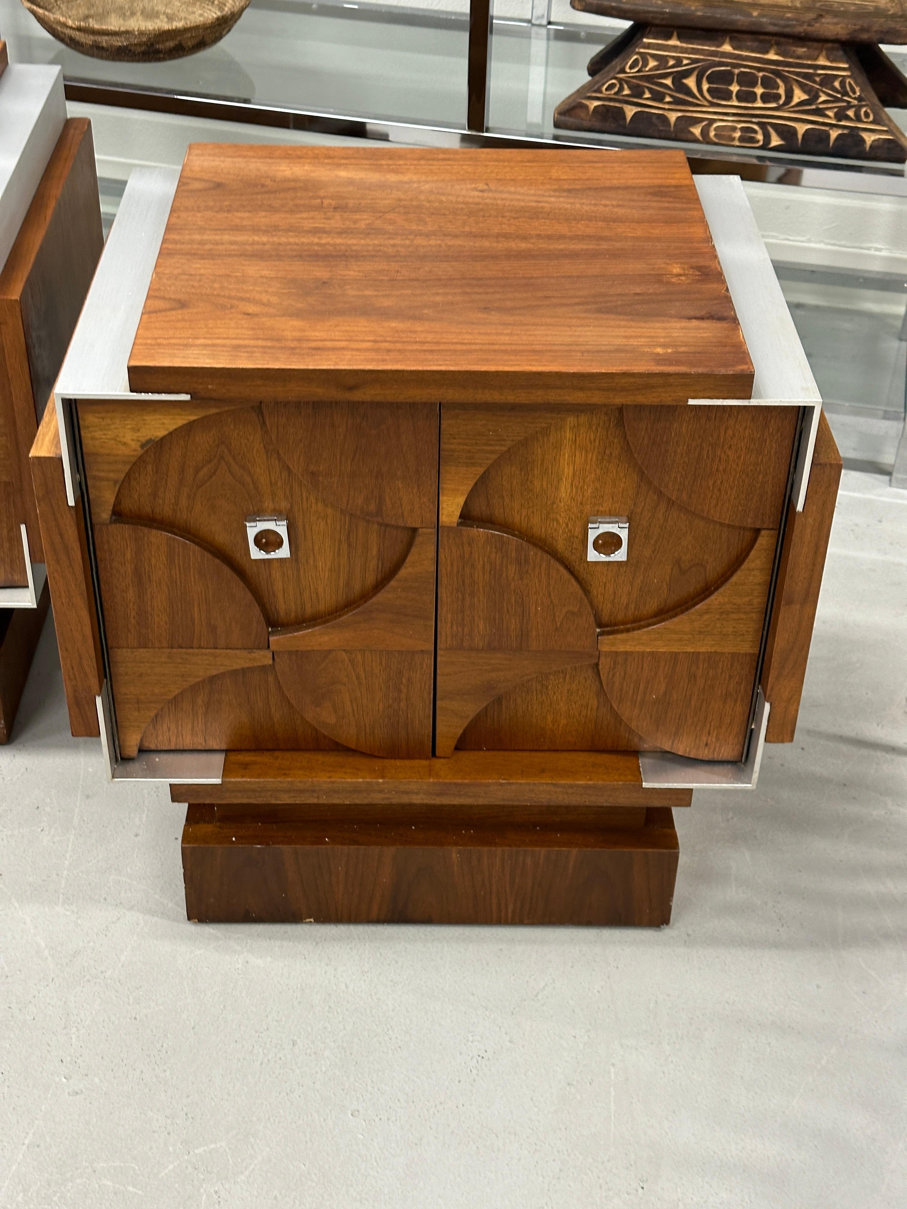 Hand-Crafted 1976 Tobago Furniture Brutalist Nightstands For Sale