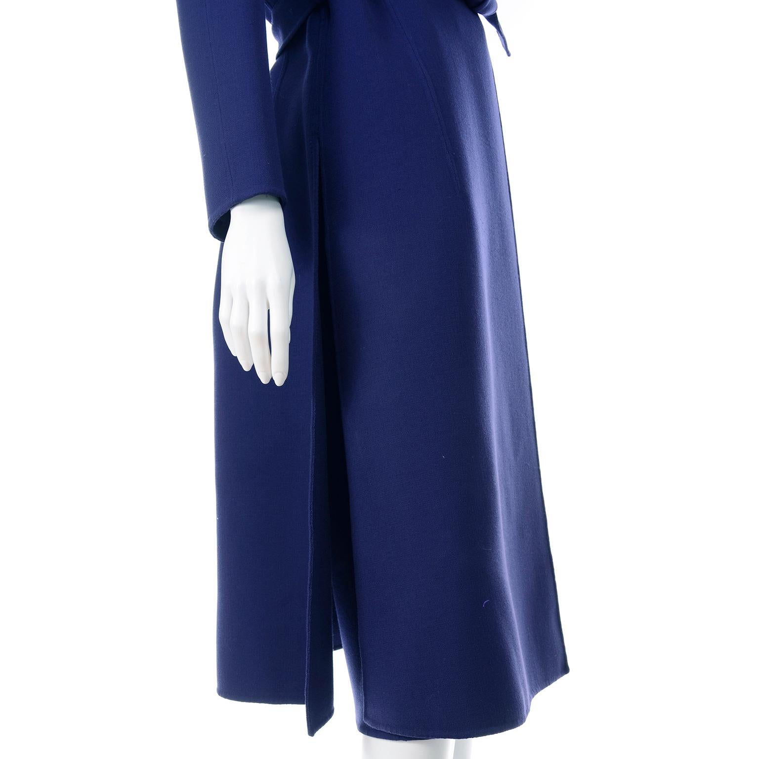1976 Vintage Geoffrey Beene Royal Blue Wool Coat and Skirt Suit 5
