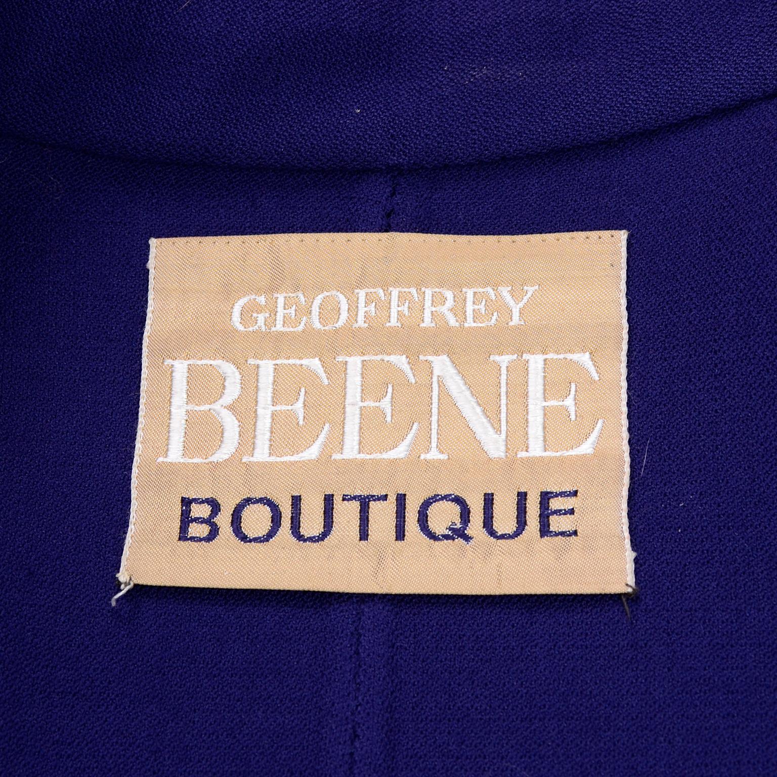 1976 Vintage Geoffrey Beene Royal Blue Wool Coat and Skirt Suit 9