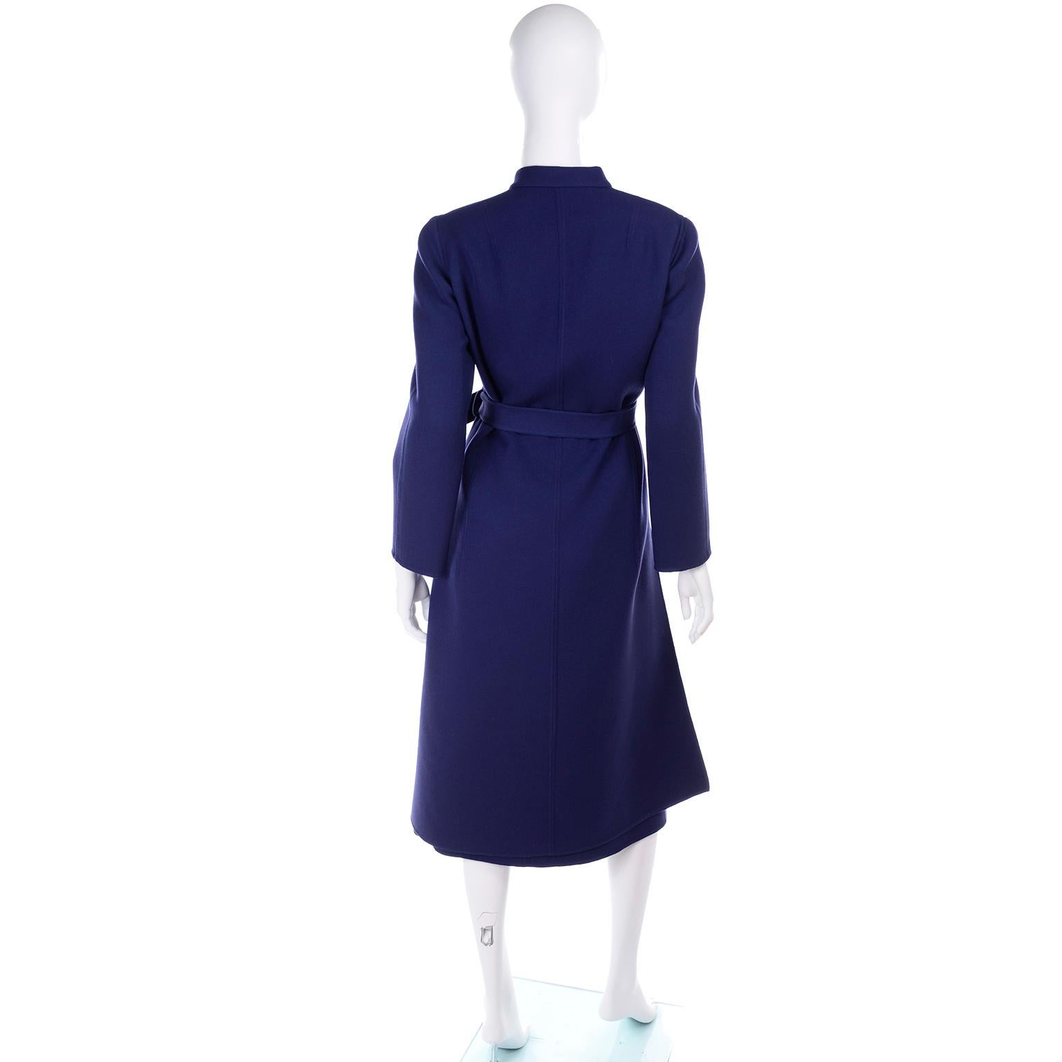 Women's 1976 Vintage Geoffrey Beene Royal Blue Wool Coat and Skirt Suit
