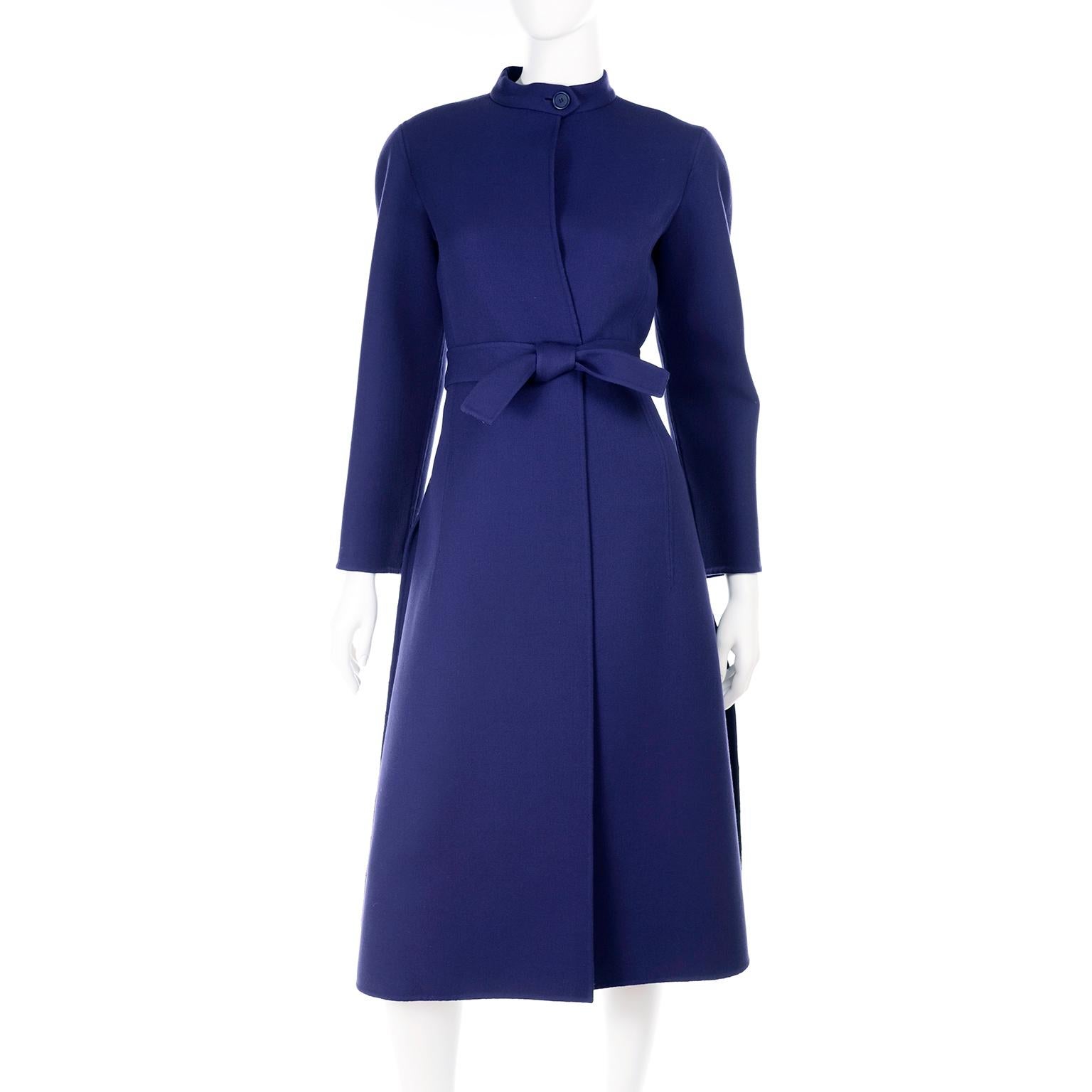 1976 Vintage Geoffrey Beene Royal Blue Wool Coat and Skirt Suit 1