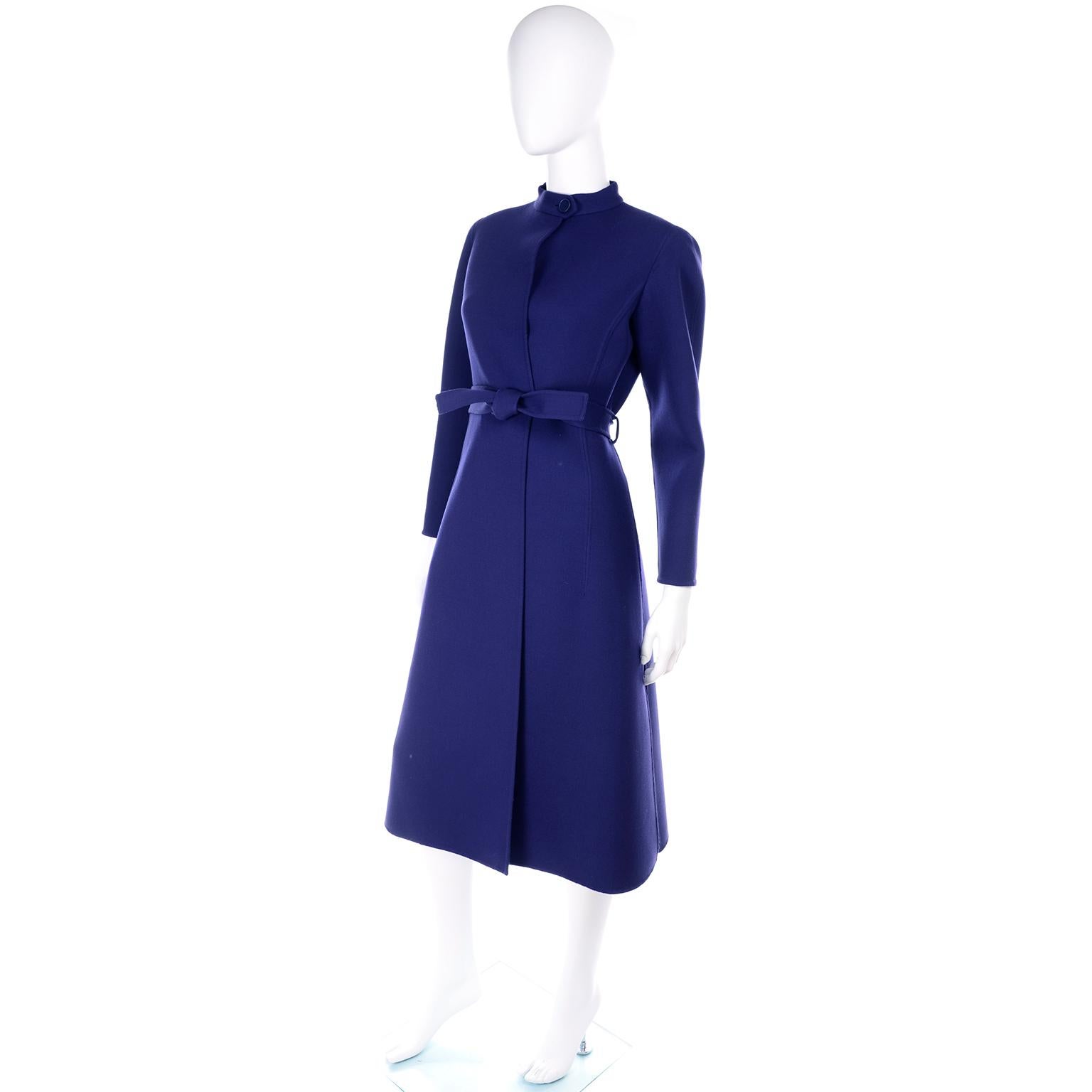 1976 Vintage Geoffrey Beene Royal Blue Wool Coat and Skirt Suit 2