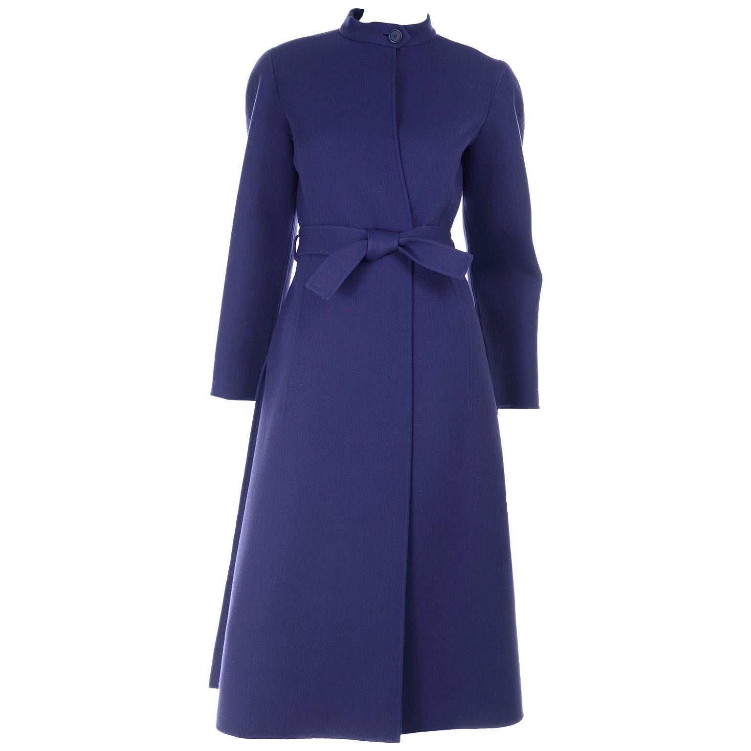 1976 Vintage Geoffrey Beene Royal Blue Wool Coat and Skirt Suit
