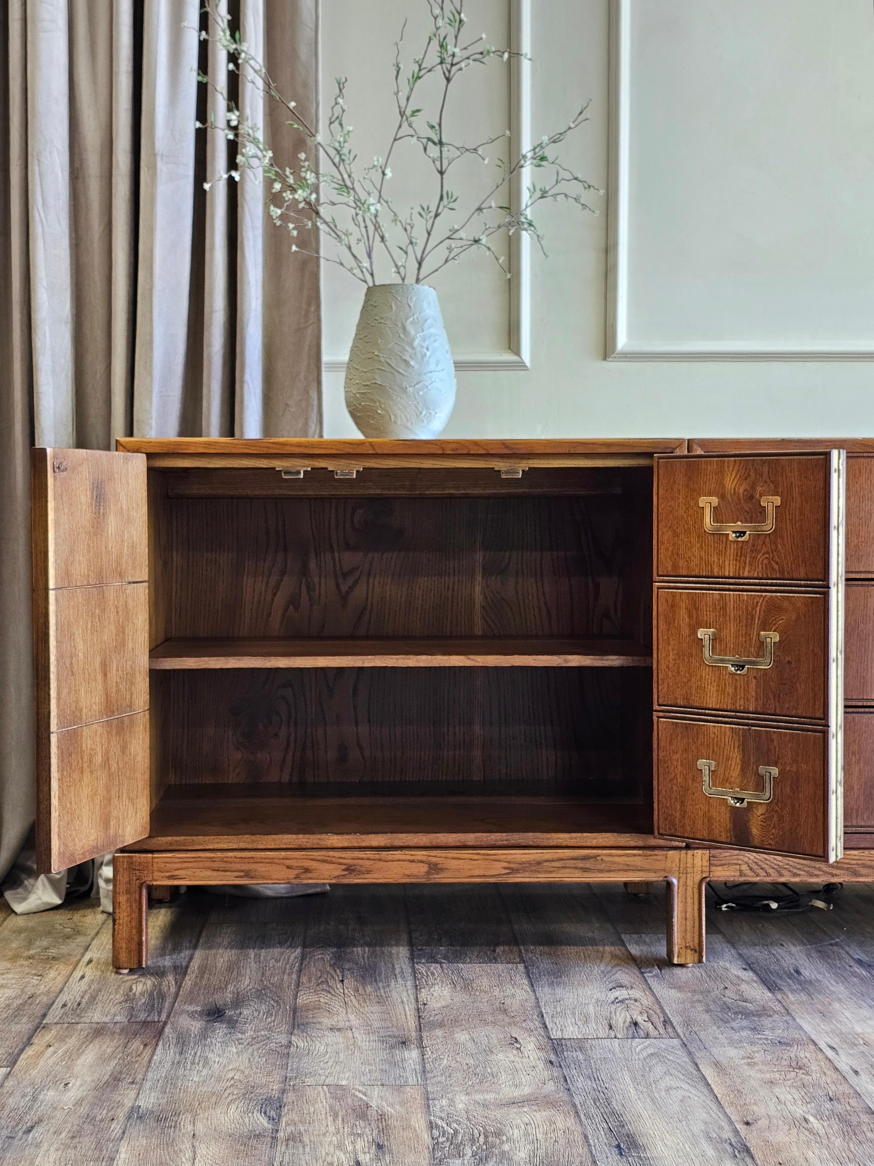 Cherry 1976 Vintage Henredon Artefacts Modular Triple Chest Credenza