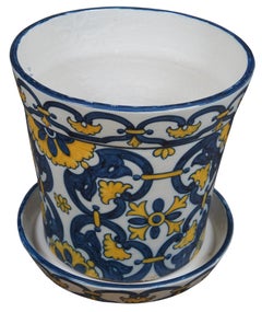 1976 Vintage Portuguese Sant’Anna Ceramic Flower Planter Pot & Underplate