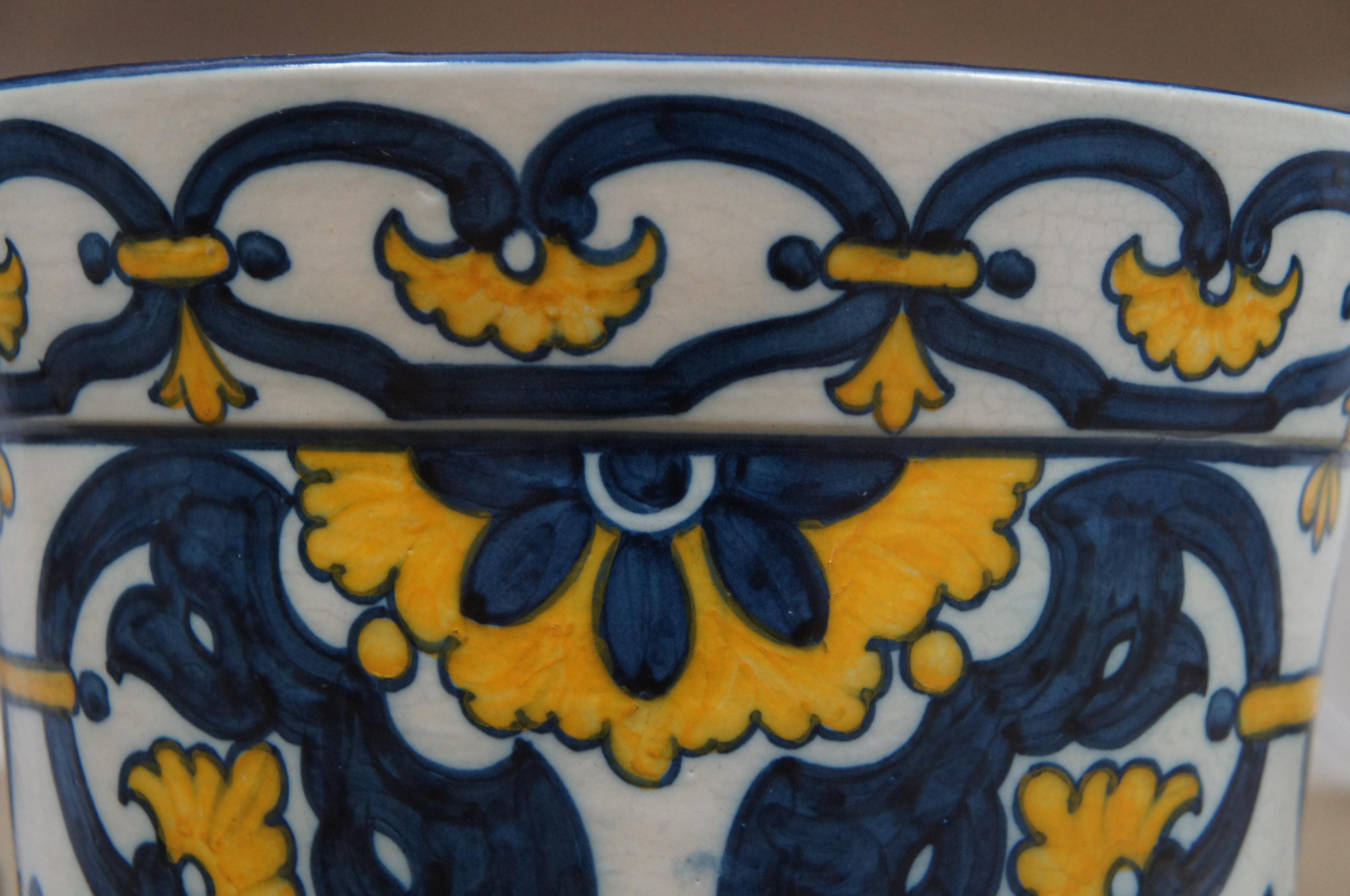 Late 20th Century 1976 Vintage Portuguese Sant’Anna Ceramic Flower Planter Pot & Underplate