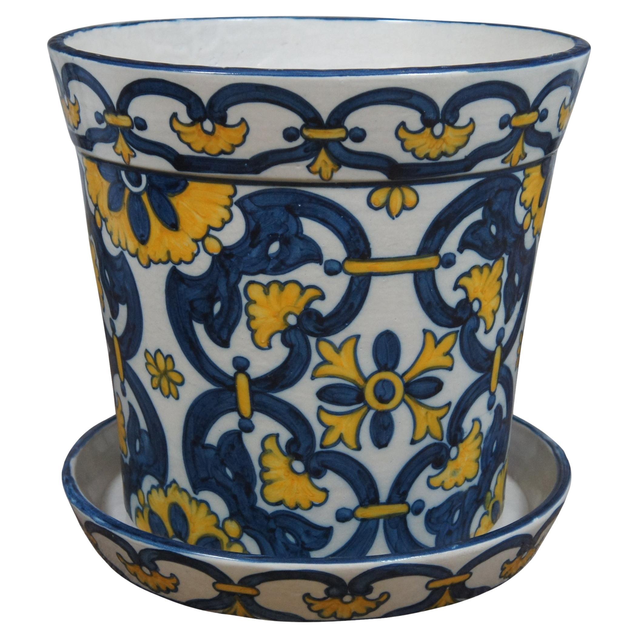 1976 Vintage Portuguese Sant��’Anna Ceramic Flower Planter Pot & Underplate