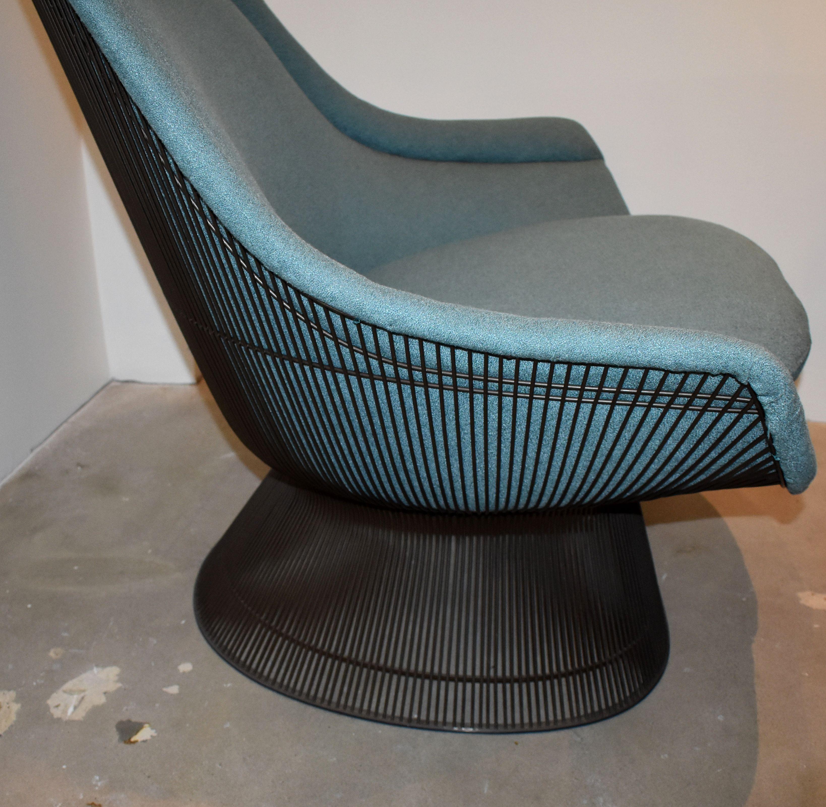 1976 Warren Platner for Knoll Bronze Lounge Chair and Ottoman In Good Condition For Sale In Cathedral City, CA