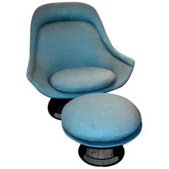 1976 Warren Platner per Knoll Sedia da salotto e ottomana in bronzo