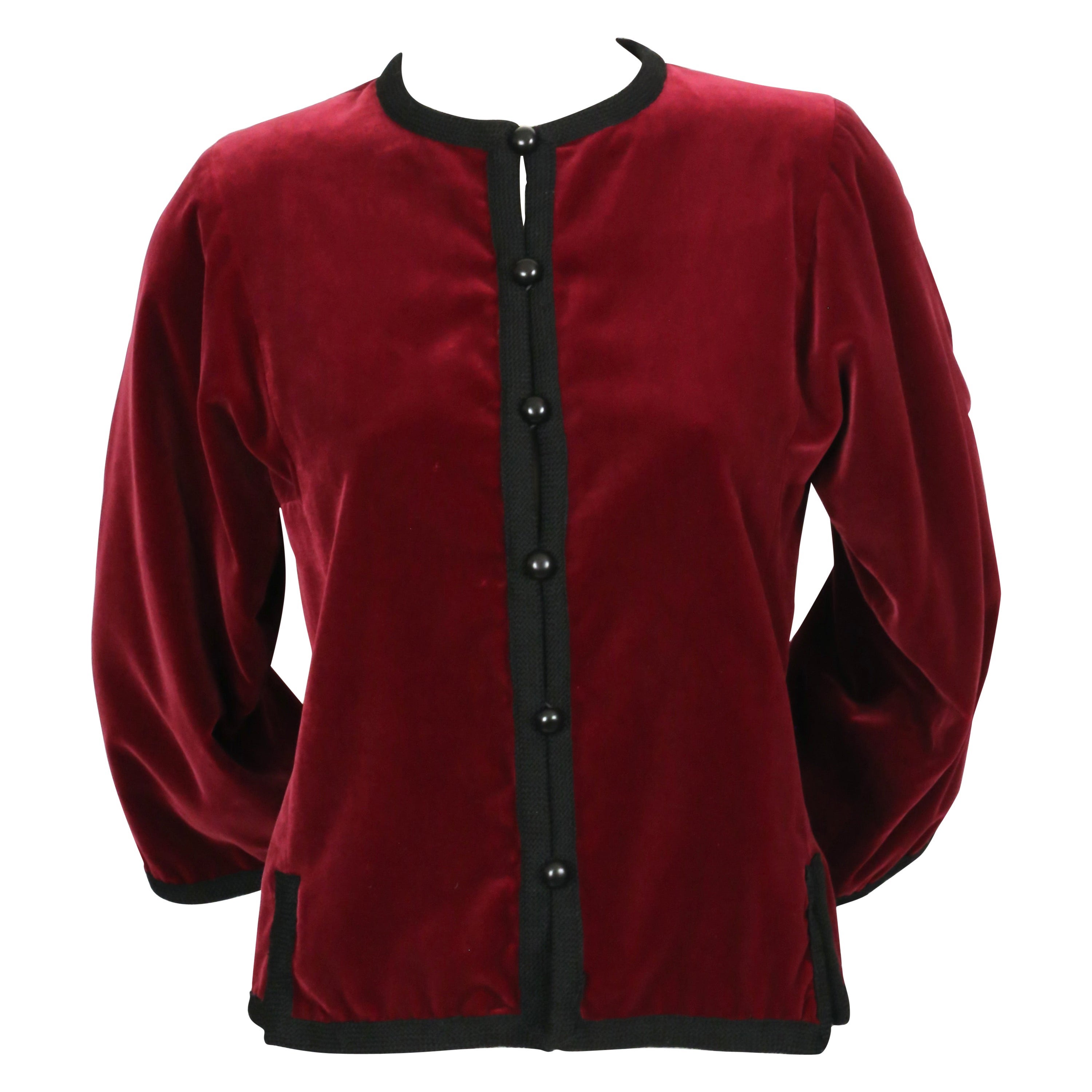 1976 YVES SAINT LAURENT Balle Russes collection burgundy velvet RUNWAY jacket