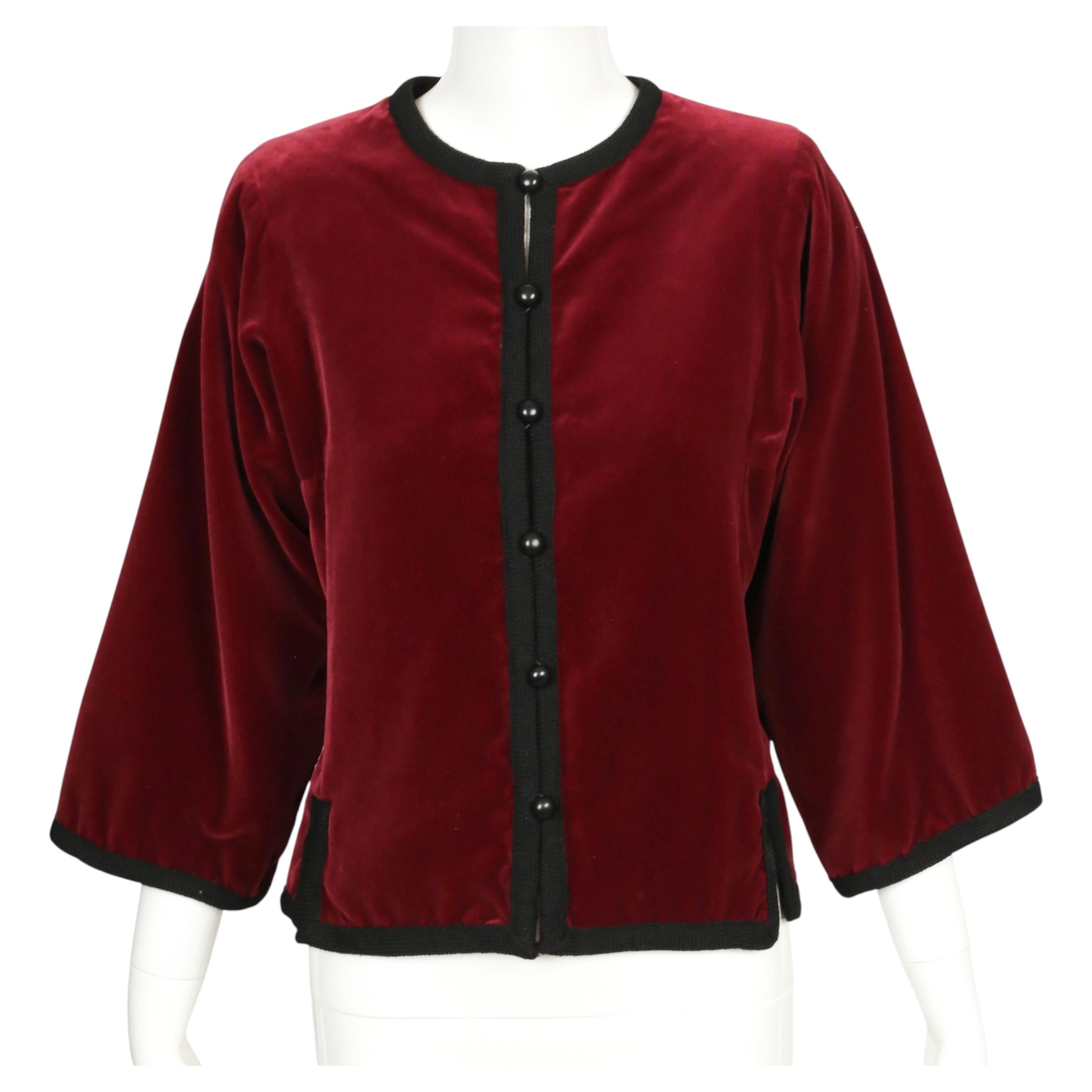 1976 YVES SAINT LAURENT Balle Russes collection burgundy velvet RUNWAY jacket