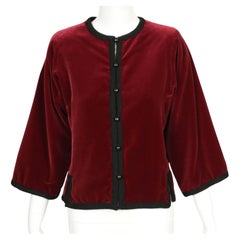 1976 YVES SAINT LAURENT Balle Russes collection burgundy velvet RUNWAY jacket