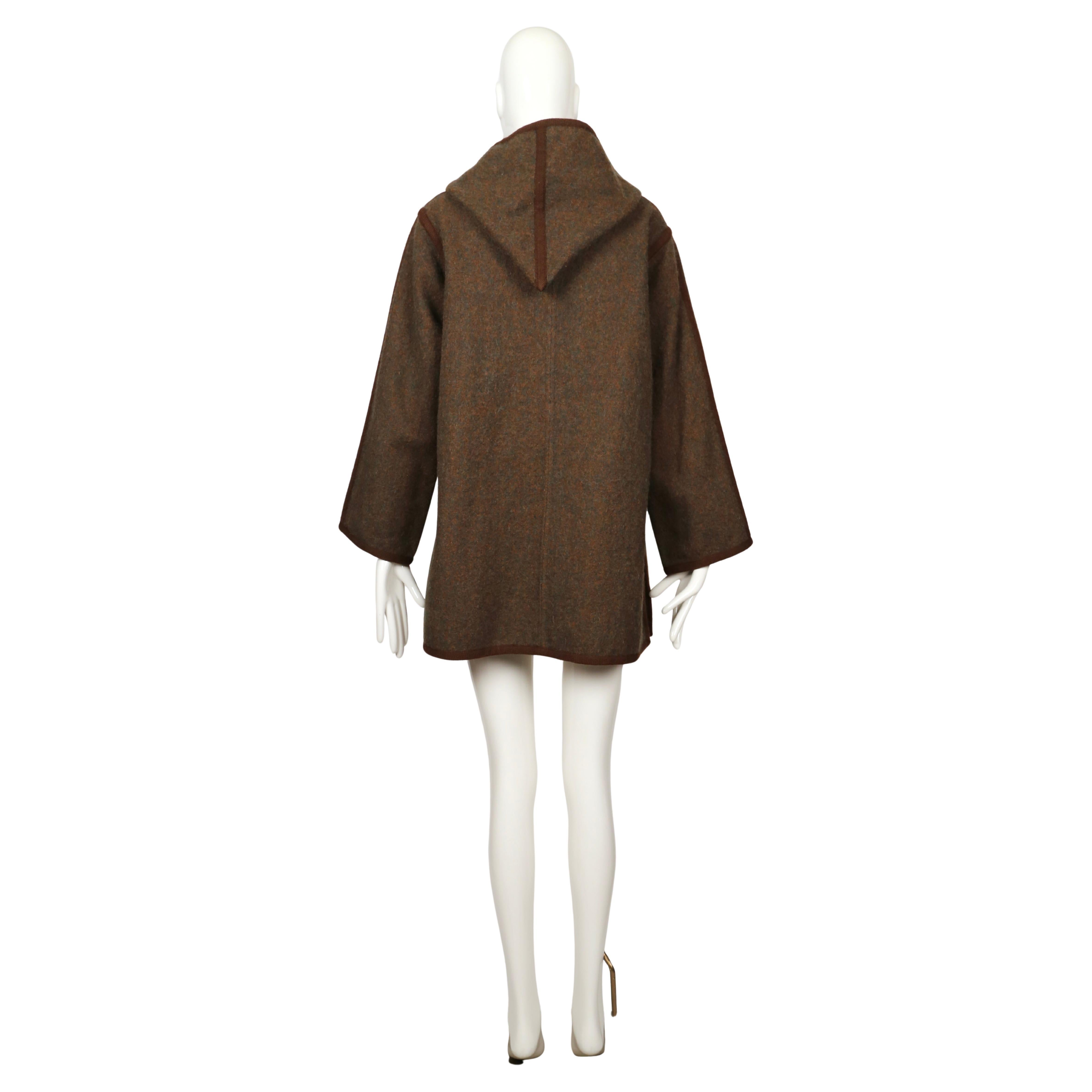 1976 YVES SAINT LAURENT Ballet Russes collection brown wool RUNWAY coat For Sale 6