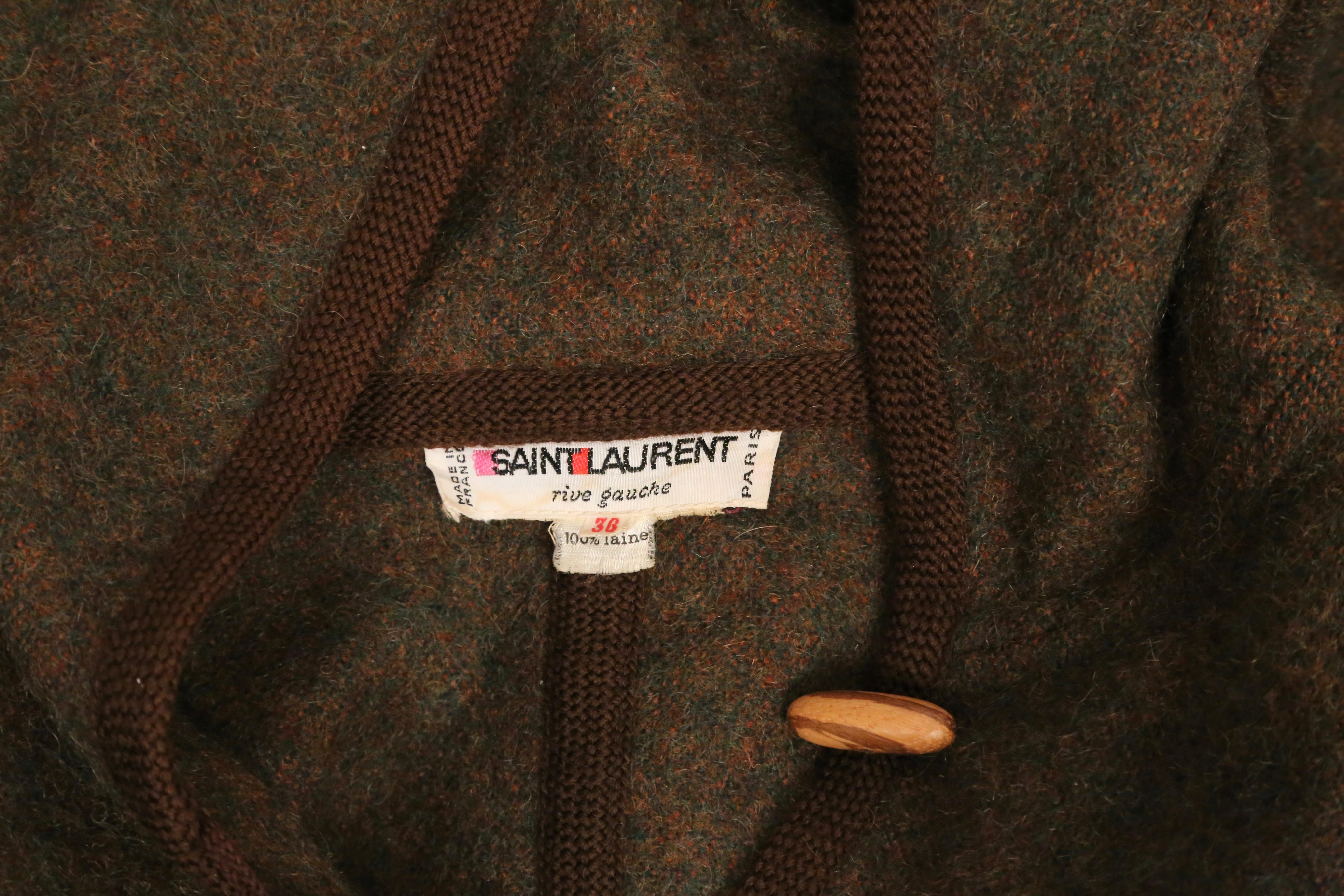 1976 YVES SAINT LAURENT Ballet Russes collection brown wool RUNWAY coat For Sale 7