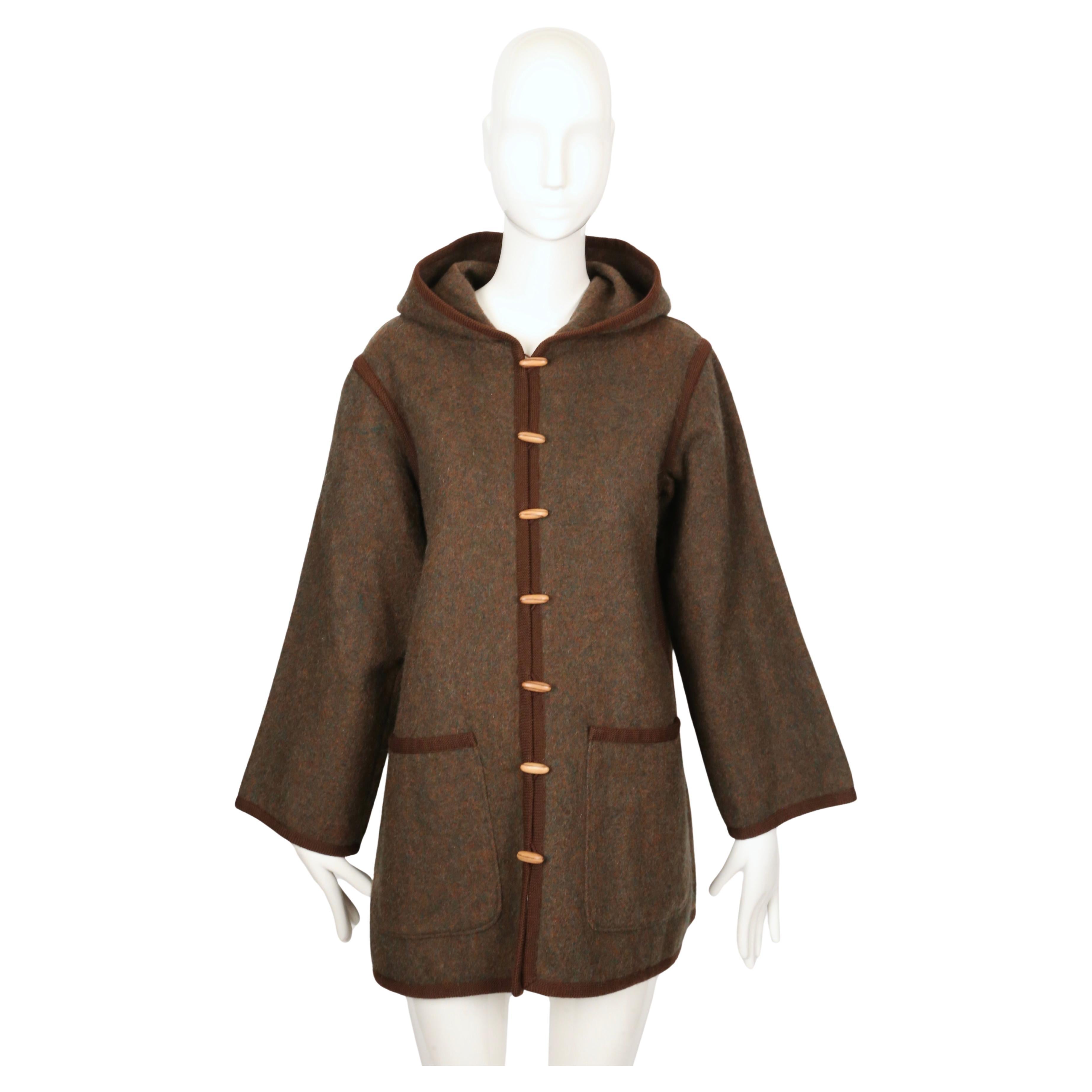Black 1976 YVES SAINT LAURENT Ballet Russes collection brown wool RUNWAY coat For Sale