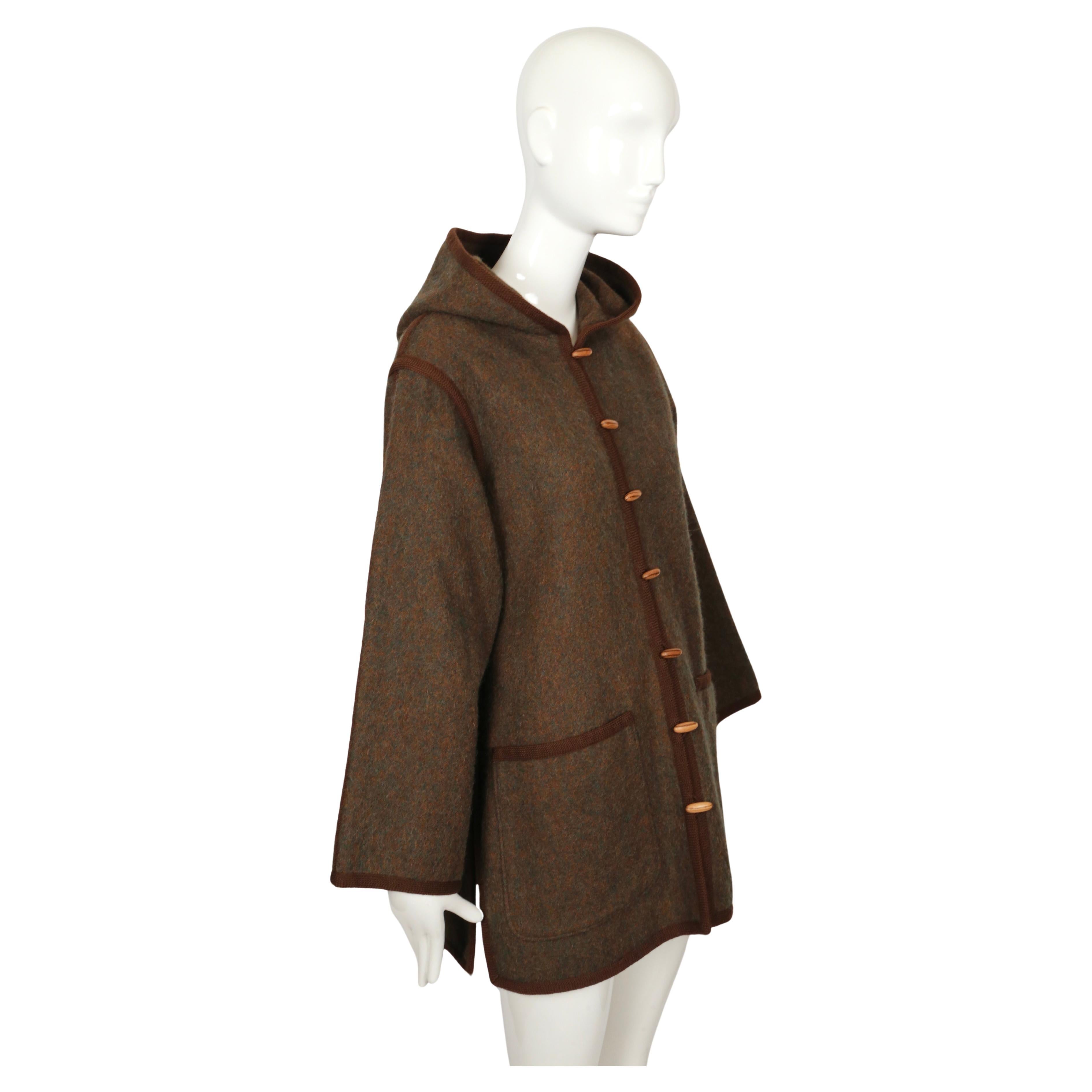 1976 YVES SAINT LAURENT Ballet Russes collection brown wool RUNWAY coat In Good Condition For Sale In San Fransisco, CA