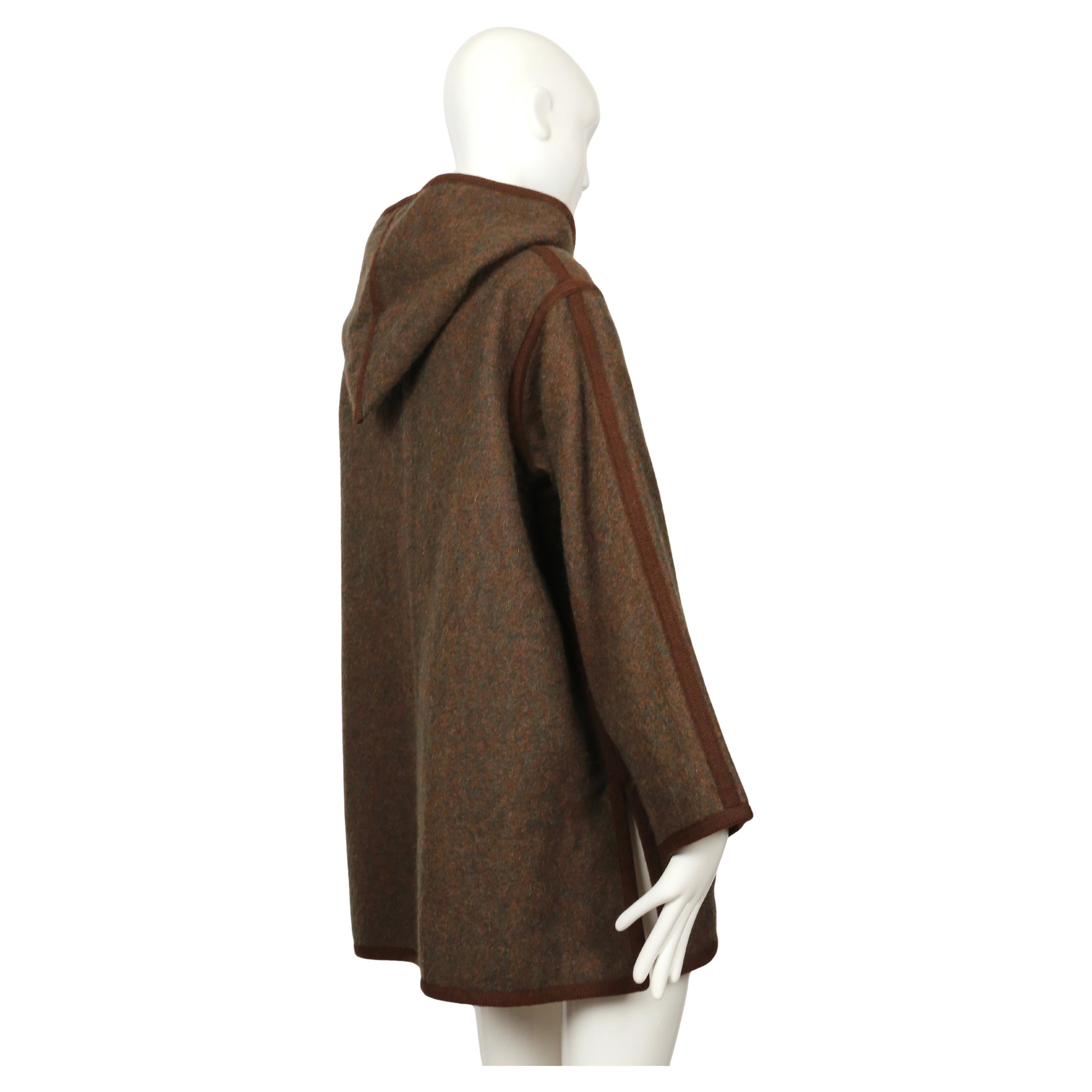 1976 YVES SAINT LAURENT Ballet Russes collection brown wool RUNWAY coat For Sale 2